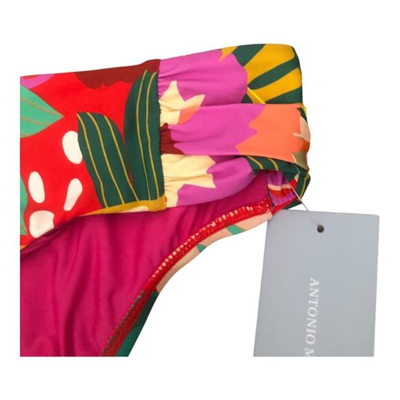 Antonio Melani NWT Classic Hipster Silhouette Red Floral Print Bikini Bottom XL - Picture 4 of 12